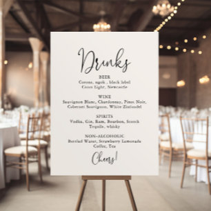 Elegant Script Trouw Dranken Menu Bord Poster