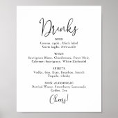 Elegant Script Trouw Dranken Menu Bord Poster (Voorkant)