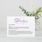 Elegant Script  Trouw Richtingen - Paars Informatiekaartje (Staand voorkant)