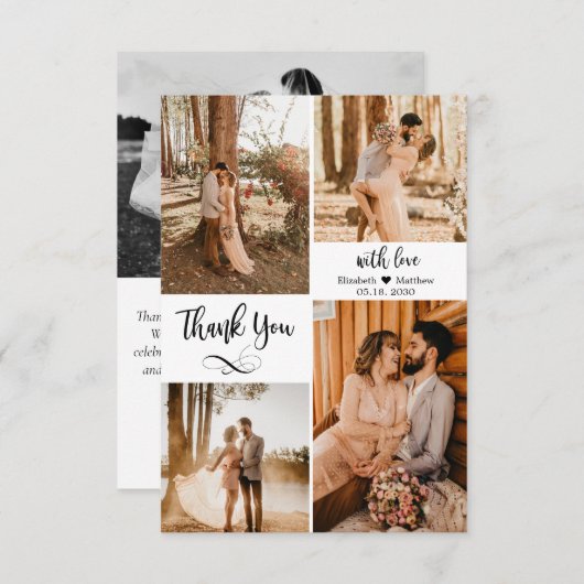 Elegant Script Trouwalbum met meerdere foto's Coll Bedankkaart (Voorkant / Achterkant)