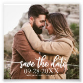 Elegant Script Trouwbudget Save The Date Foto Afdruk (Voorkant)