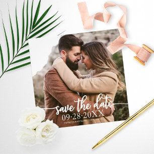 Elegant Script Trouwbudget Save The Date Foto Afdruk