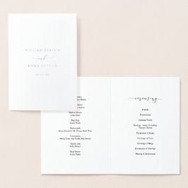 Elegant Script Trouwceremonie Programma Zilver