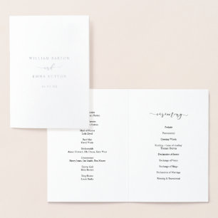 Elegant Script Trouwceremonie Programma Zilver