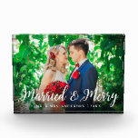 Elegant Script trouwde en Merry Photo Wedding Fotoblokken<br><div class="desc">Elegant Script Married and Merry Photo Wedding Block</div>