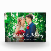 Elegant Script trouwde en Merry Photo Wedding Fotoblokken (Voorkant)