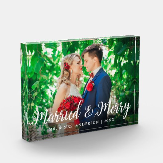 Elegant Script trouwde en Merry Photo Wedding Fotoblokken (Links)