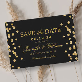 Elegant Script Trouwen Goud Confetti Zwart Save The Date