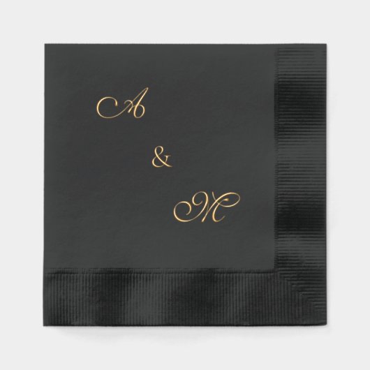 Elegant Script Trouwen Initialen Goud Bedacht Folie Servetten (Voorkant)