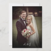 Elegant Script Trouwen met Blush Bloemen Grens Kaart (Achterkant)