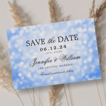 Elegant Script Trouwen Navy Blue Bokeh Lights