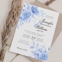Elegant Script Trouwen Navy Waterverf Bloemen