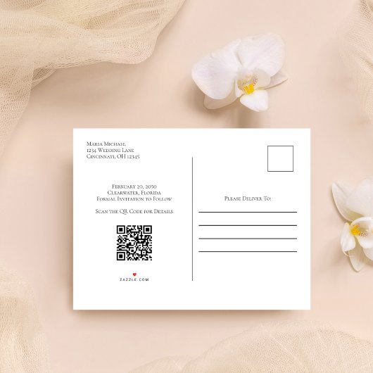 Elegant Script Trouwen Save the Date Custom Aankondigingskaart