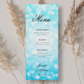 Elegant Script Trouwen Turquoise Bokeh Lights Menu