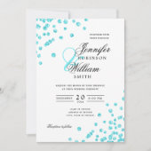 Elegant Script Trouwen Turquoise Confetti QR RSVP Kaart (Voorkant)