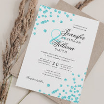 Elegant Script Trouwen Turquoise Confetti QR RSVP