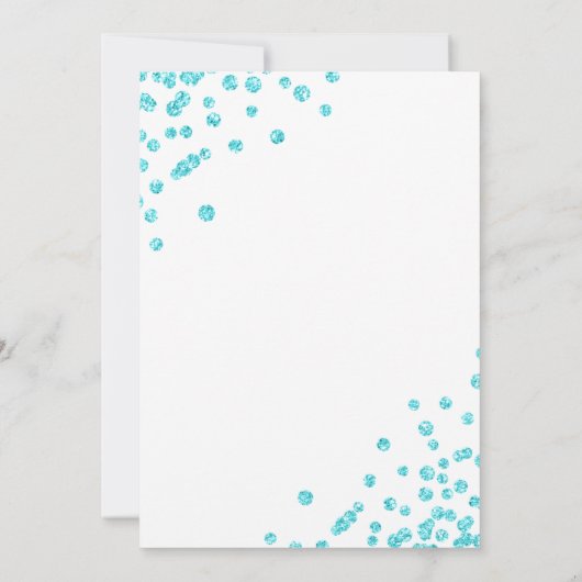 Elegant Script Trouwen Turquoise Glitter Confetti Kaart (Achterkant)