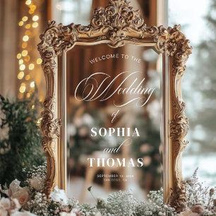 Elegant Script Trouwen Welkom Mirror Decal Sign