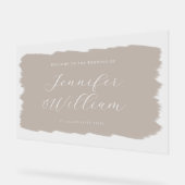 Elegant Script Trouwen Welkom Paint Beige Acryl Bord (Hoek)