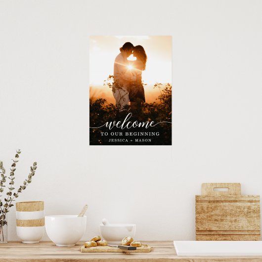 Elegant Script Trouwen Welkom Teken Gedrukt Poster (Keuken)