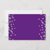 Elegant Script Trouwen Zilver Confetti Paarse Save The Date (Achterkant)