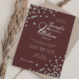 Elegant Script Trouwen Zilveren Confetti QR Bourgo Kaart