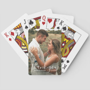 Elegant Script Trouwfoto Dank Je Pokerkaarten