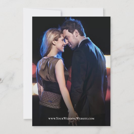 Elegant Script Trouwfoto Eenvoudig Save The Date (Achterkant)