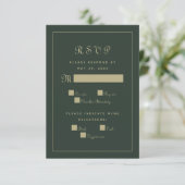 Elegant Script Trouwmenu Bijlage Groen & Goud RSVP Kaartje (Staand voorkant)
