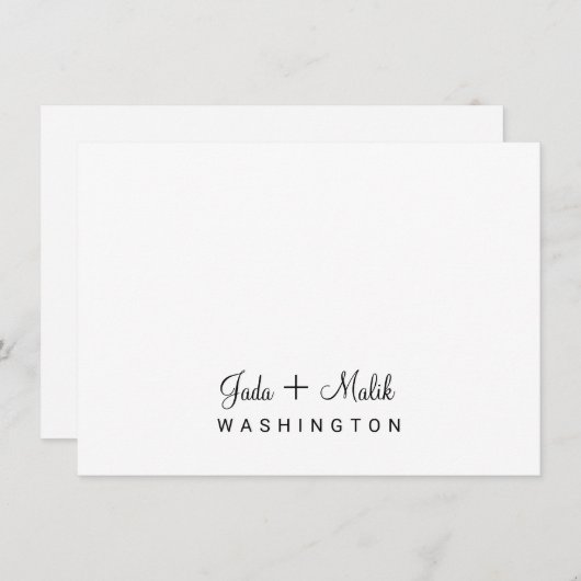 Elegant Script Trouwpaar Monogram Notitiekaartje (Voorkant / Achterkant)