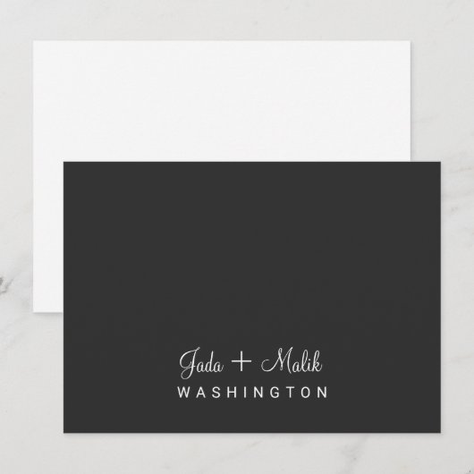 Elegant Script Trouwpaar Monogram Zwart Notitiekaartje (Voorkant / Achterkant)