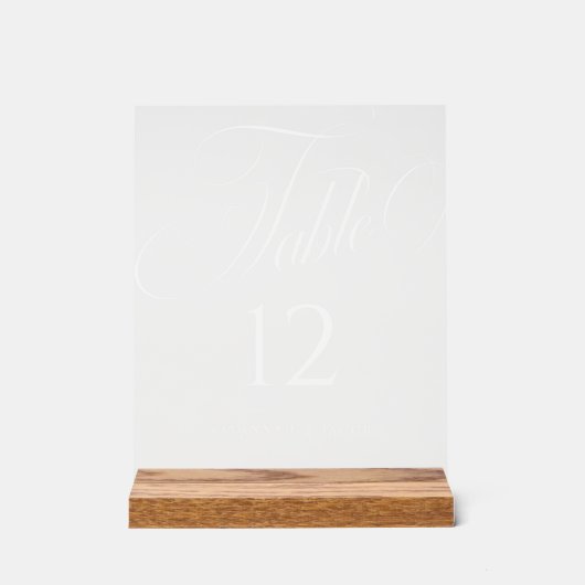 Elegant Script Trouwtafel Nummer Acryl Bord (Voorkant)