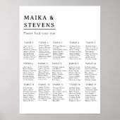 Elegant Script Trouwtafel Zitting Grafiek Foam Poster (Voorkant)