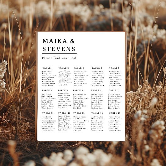 Elegant Script Trouwtafel Zitting Grafiek Foam Poster