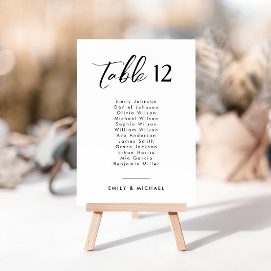 Elegant Script Trouwtafelnummer met namen Kaart