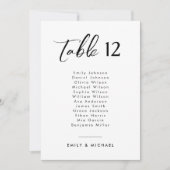 Elegant Script Trouwtafelnummer met namen Kaart (Voorkant)