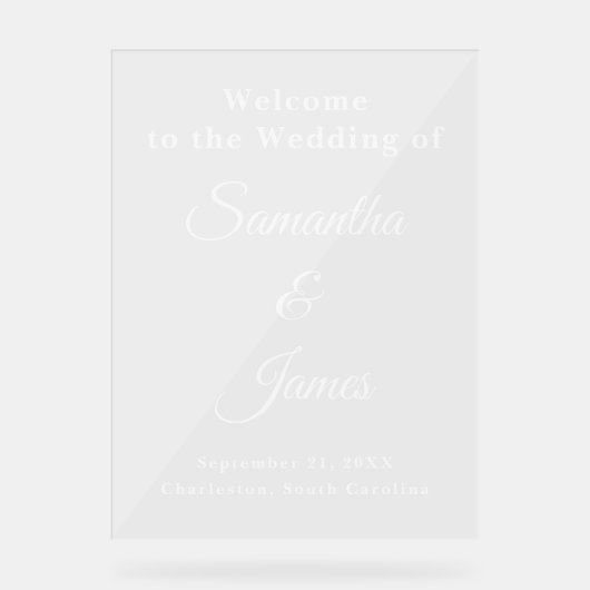 Elegant Script Trouwvermelding met namen Acryl Bord (Voorkant)