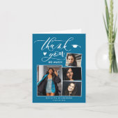 Elegant Script Turquoise 4 Photo Chic Afstuderen Bedankkaart (Voorkant)