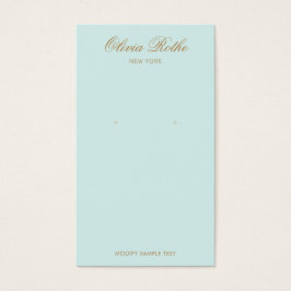 Elegant Script Turquoise Blue Earring Display Visitekaartje