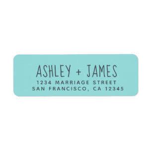 Elegant Script Turquoise Wedding Return Address Etiket
