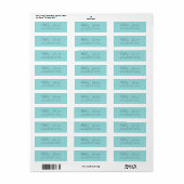 Elegant Script Turquoise Wedding Return Address Etiket (Full Sheet)