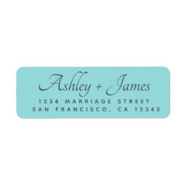 Elegant Script Turquoise Wedding Return Address Etiket