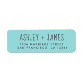 Elegant Script Turquoise Wedding Return Address Etiket (Voorkant)