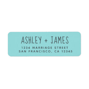 Elegant Script Turquoise Wedding Return Address Etiket