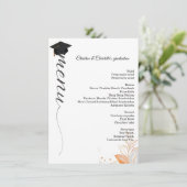 Elegant Script Twins Graduation party diner menu (Staand voorkant)