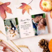 Elegant Script Two Wedding Photos Dank u Bedankkaart
