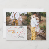 Elegant Script Typografie 2 Foto Save the Date (Voorkant)