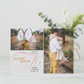 Elegant Script Typografie 2 Foto Save the Date (Staand voorkant)