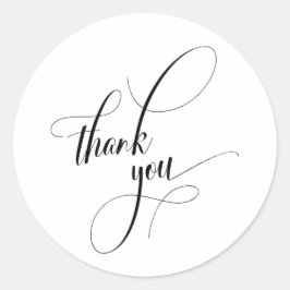 Elegant Script Typografie Bedankt Eenvoudig Ronde Sticker