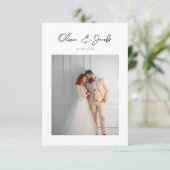 Elegant Script Typografie Bruiloft Bedankkaart (Staand voorkant)